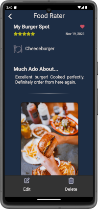Food Rater App Screenshot